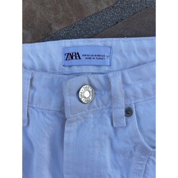 Zara Women's High Rise Straight Leg Jeans White Size 0 - Picture 2 of 3